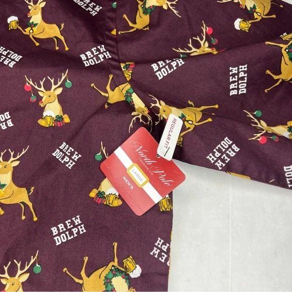 North Pole Trading Co. Button Up Christmas Polo Size Large. Brew dolph - Picture 3 of 8